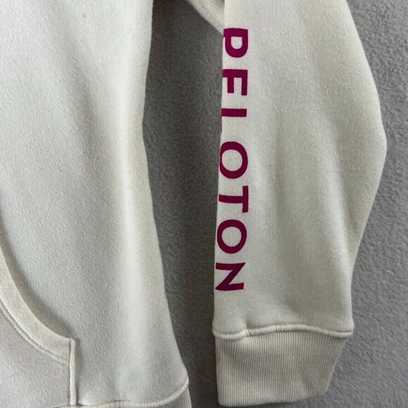 Peloton Sweater Women's XL Incline Side Zip Pullover Off White Pink Accents - Picture 3 of 8